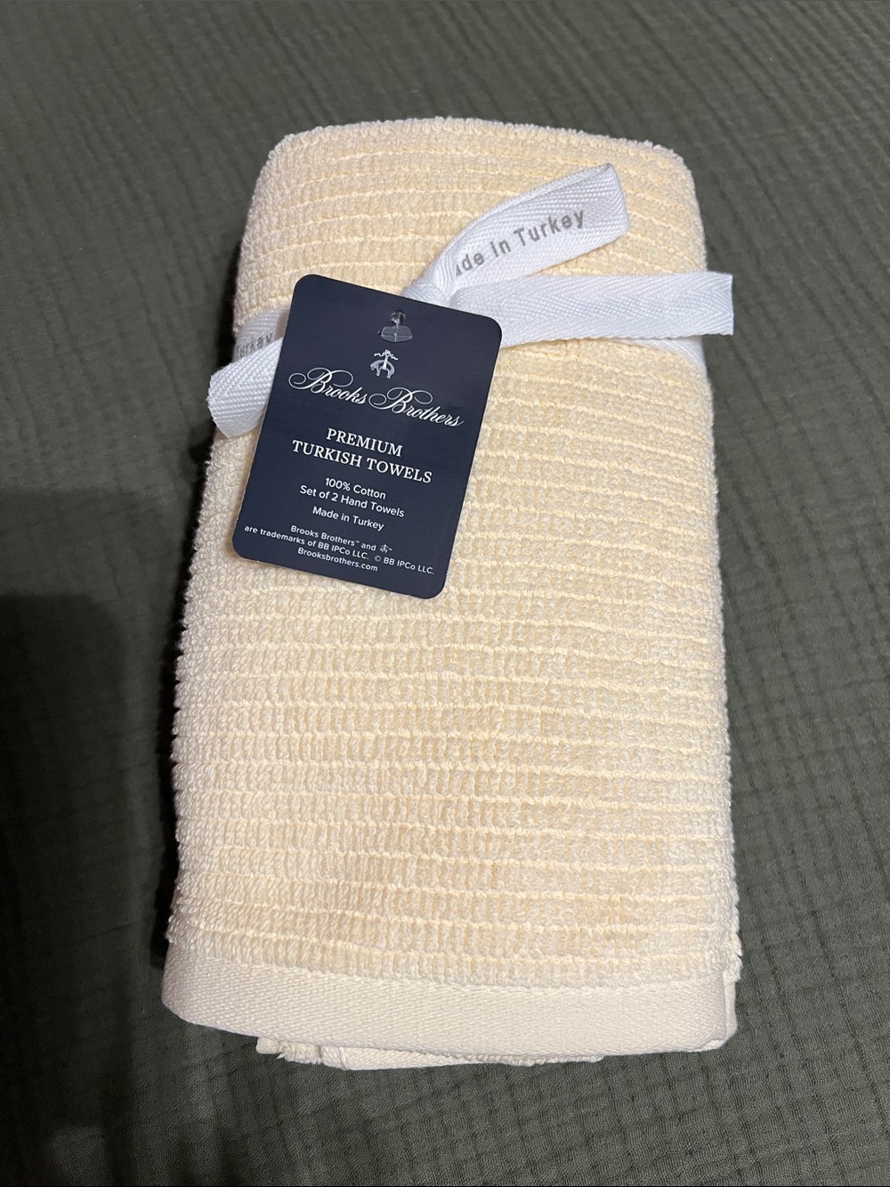 Brooks Brothers Premium Turkish towels Butter Yellow set of 2 hand towels